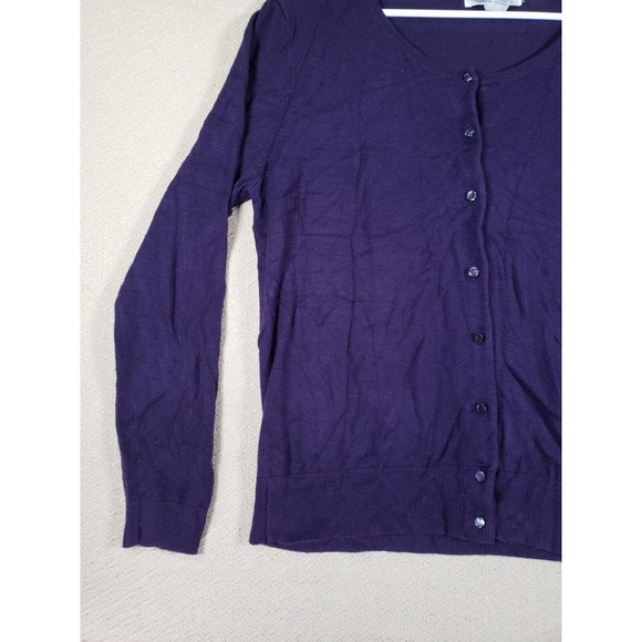 Kenneth Cole Sweater Womens Medium M Knit Button Up Purple Rayon Blend - Picture 2 of 12